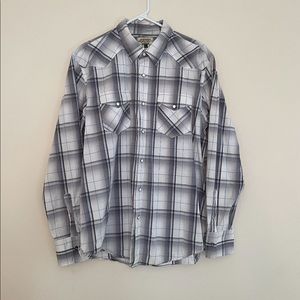 American Rag CIE Collard Flannel Long Sleeve Button Down Mens Size L